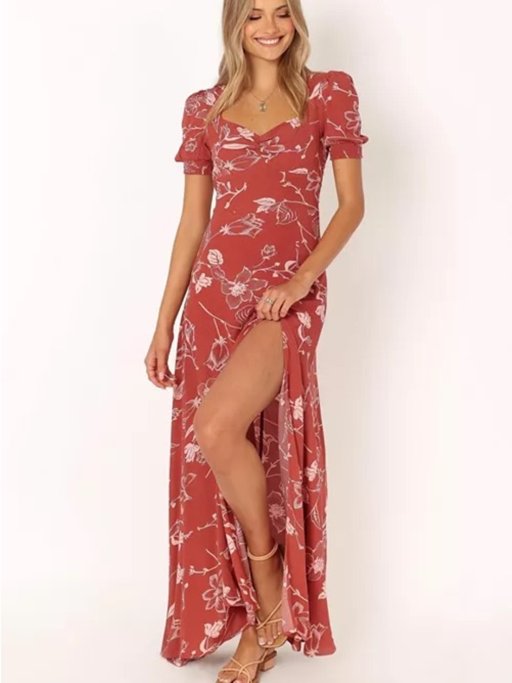 Petal and Pup Franklin Floral Burnt Orange Maxi Dress